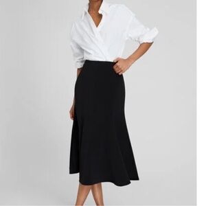 Club Monaco Black Crepe Midi Skirt